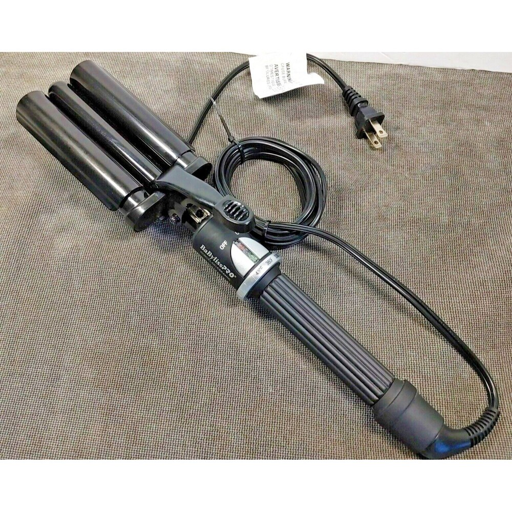 BaBylissPRO Porcelain Ceramic Black Professional Triple Barrel Waver Used
